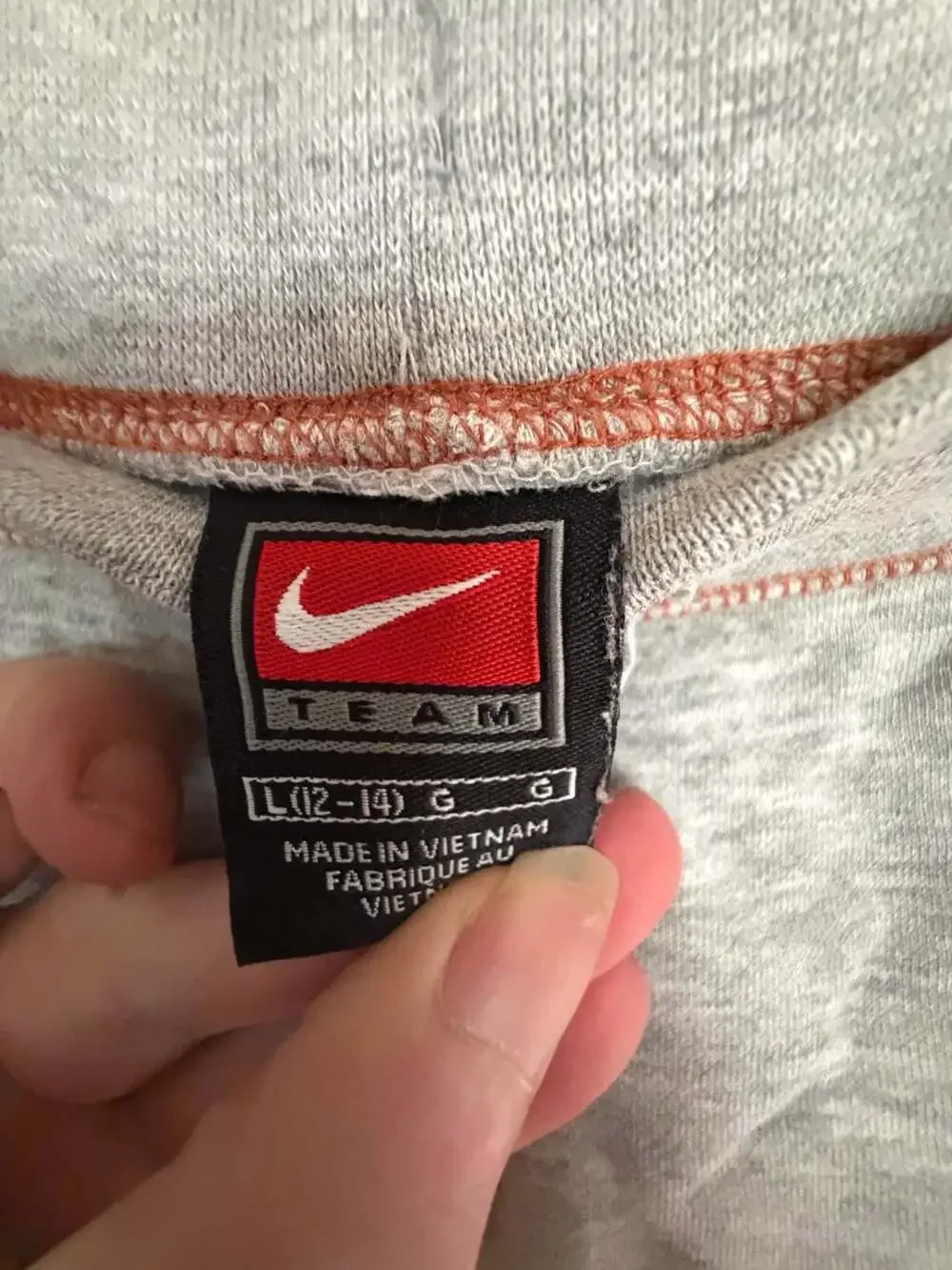 Vintage Nike Team Gray Orange Stitching Drawstring Sweatpants L(12-14)